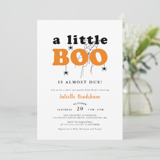 Schattige een beetje Boo Oranje Halloween Baby sho Kaart (Staand voorkant)