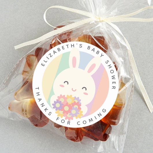 Schattige Een beetje konijn is op de weg Regenboog Ronde Sticker