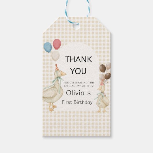 Schattige Eén Dwaas Gans Verjaardag Cadeaulabel (Voorkant)