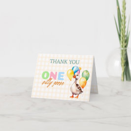 Schattige Een Gekke Gans 1e Verjaardag Genderneutr Bedankkaart