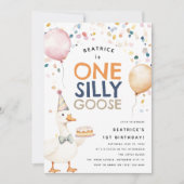 Schattige Een Gekke Gans 1e Verjaardag Kaart (Voorkant)