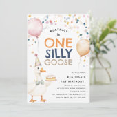 Schattige Een Gekke Gans 1e Verjaardag Kaart (Staand voorkant)