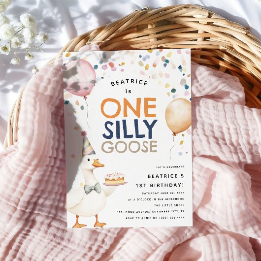 Schattige Een Gekke Gans 1e Verjaardag Kaart
