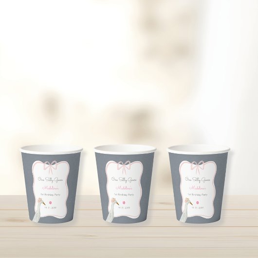 Schattige Een Gekke Gans 1e Verjaardagsfeest Papieren Bekers