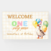 Schattige Een Gekke Gans 1e Verjaardagsfeest Welko Spandoek (Horizontaal)