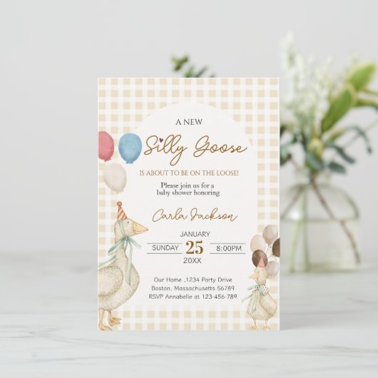 Schattige Een Gekke Gans Baby shower Kaart (Staand voorkant)