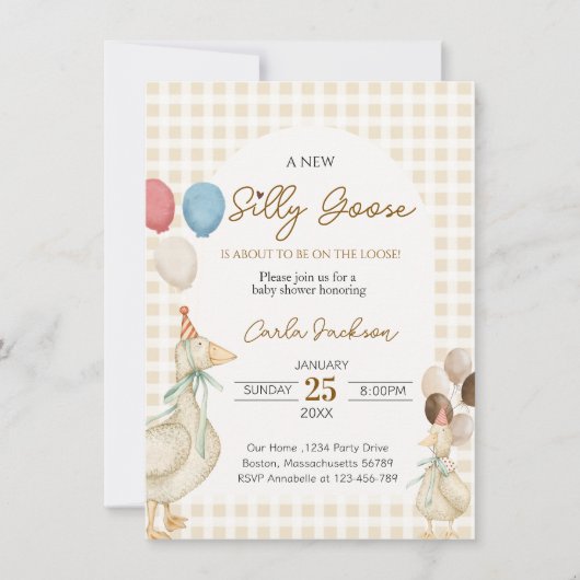 Schattige Een Gekke Gans Baby shower Kaart (Voorkant)