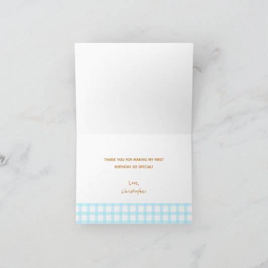 Schattige Een Gekke Gans Blue Boy 1e Verjaardag Bedankkaart (Binnen)