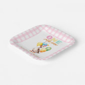 Schattige Een Gekke Gans Roze Meisje 1e Verjaardag Papieren Bordje (Gebogen)