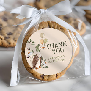 Schattige Een Gekke Gans Vintage Eerste 1e Verjaar Ronde Sticker