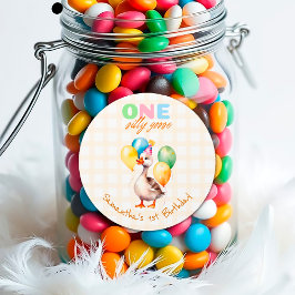 Schattige Een Gekke Gans Waterverf 1e verjaardag Ronde Sticker