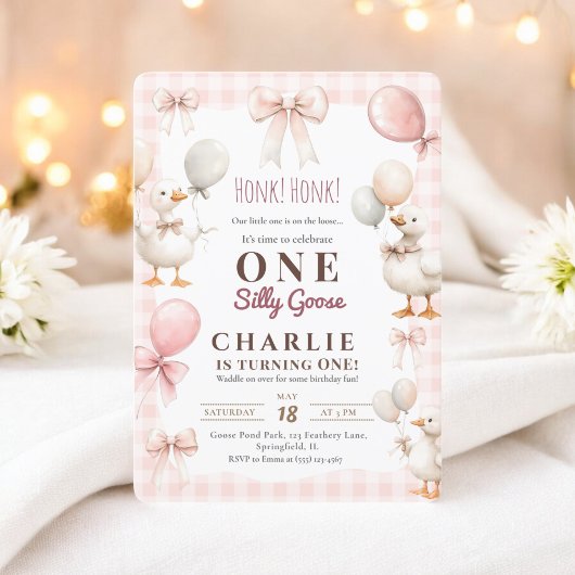 Schattige Een Gekke Gans waterverf boerderij 1e Ve Kaart