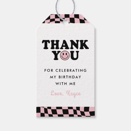 Schattige een gelukkig babe meisje 1e verjaardag d cadeaulabel (Voorkant)