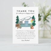 Schattige Eén Gelukkige Kampeerder Bomen Kamperen Bedankkaart (Staand voorkant)