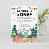 Schattige EEN Gelukkige Kampeerder Woods Camping 1 Kaart (Staand voorkant)