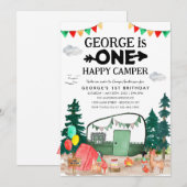 Schattige EEN Gelukkige Kampeerder Woods Camping 1 Kaart (Voorkant / Achterkant)