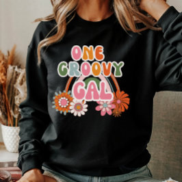 Schattige Een Groovy Gal Bloemen Regenboog Retro V Trui