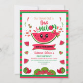 Schattige Een in een meloen Meisje's Eerste Verjaa Kaart (Voorkant)