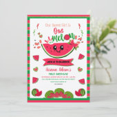 Schattige Een in een meloen Meisje's Eerste Verjaa Kaart (Staand voorkant)