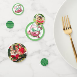 Schattige een in een meloen party foto confetti