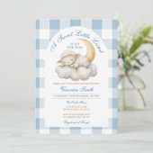 Schattige Een klein lamsvlees baby shower Boho Blu Kaart (Staand voorkant)