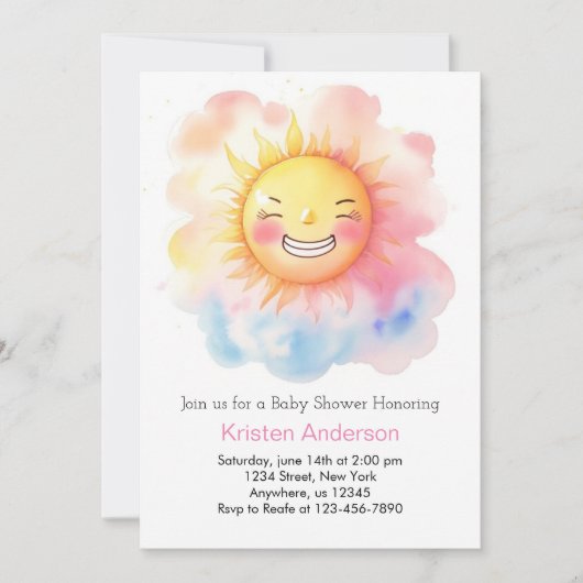 Schattige Een Kleine Ray van Zonneschijn Meisje Ba Kaart (Voorkant)