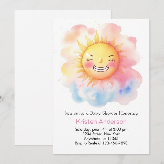 Schattige Een Kleine Ray van Zonneschijn Meisje Ba Kaart (Voorkant / Achterkant)