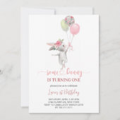 Schattige een konijnenverjaardagsfeestje kaart (Voorkant)