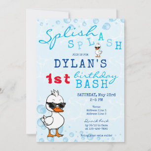 Schattige Een Lucky Rubber Duck Blue 1st Birthday  Kaart