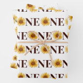 Schattige Een Zonnebloem 1e Verjaardag Inpakpapier Vel (In situ)