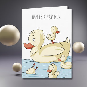 Schattige Eend Familie Verjaardag Mama Kaart