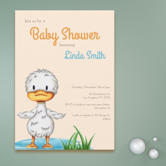 Schattige eend genderneutraal Baby shower Kaart