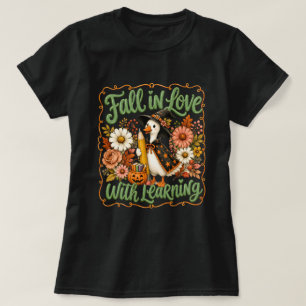 Schattige Eend Heks Verliefd Op Leren Grafisch T-shirt