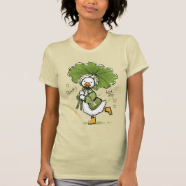 Schattige eend met bladparaplu & bloemenkroon t-shirt