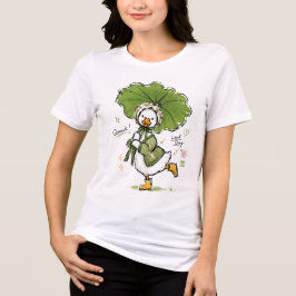 Schattige eend met bladparaplu & bloemenkroon Tri-Blend shirt