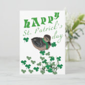 Schattige eend Shamrock-klaver Fijne St. Patrick's Feestdagenkaart (Staand voorkant)
