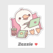 Schattige eendenkoelen met laptop en snacks sticker (Vel)