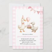 Schattige eendenverjaardagsfeestje | Pink Gingham  Kaart (Voorkant)