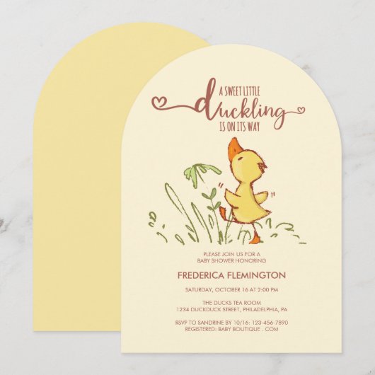 Schattige eendje Baby shower Kaart (Voorkant / Achterkant)