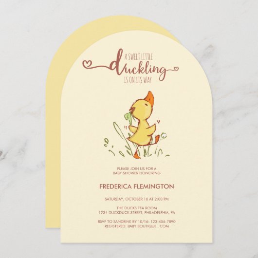 Schattige eendje Baby shower Kaart (Voorkant / Achterkant)