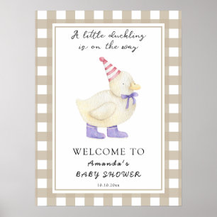 Schattige eendje Baby shower Poster