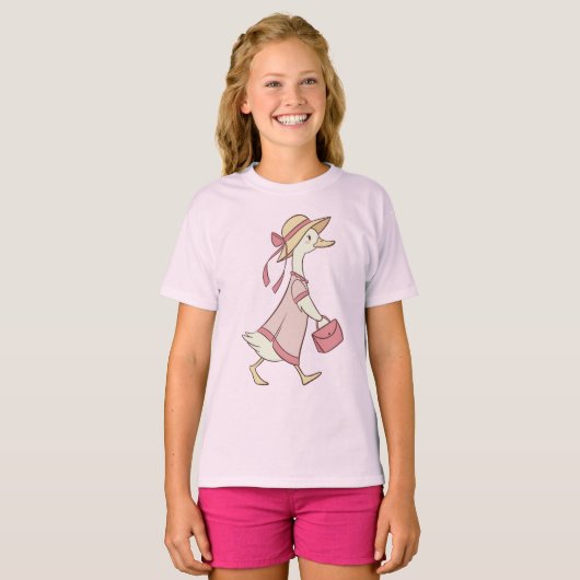 Schattige eendje in roze T-shirt (Voorkant volledig)