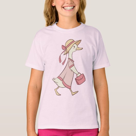 Schattige eendje in roze T-shirt (Voorkant)