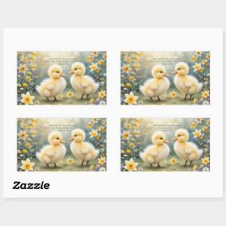 Schattige eendjes in de lente narcissen rechthoekige sticker