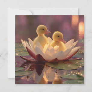 Schattige eendjes in een waterleliebloem feestdagenkaart