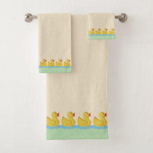 Schattige Eendjes op Zand Beige en Lichtgroen Bad Handdoek