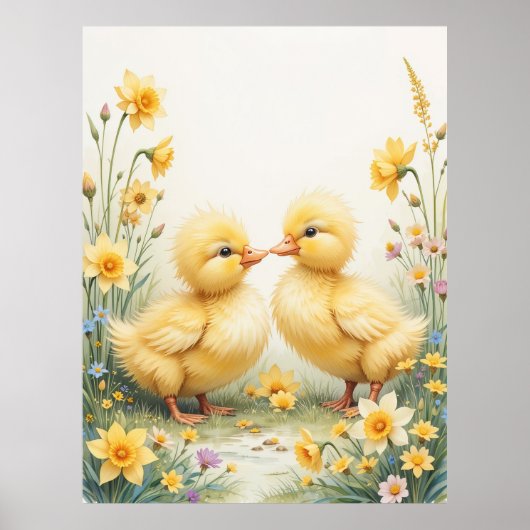 Schattige eendjes Spring Wall Decor Poster (Voorkant)