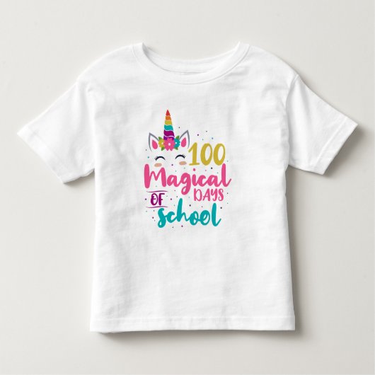 Schattige Eenhoorn 100 Magische Dagen Op School Kinder Shirts (Voorkant)