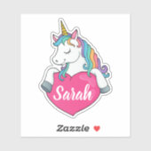 Schattige Eenhoorn Aangepaste Naam Sticker (Vel)