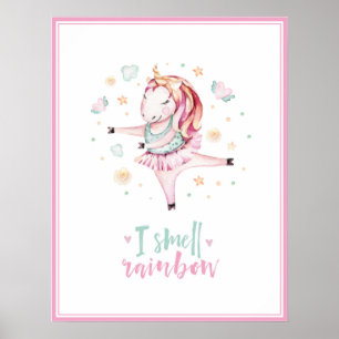 schattige eenhoorn ballerina girly roze kinderen poster